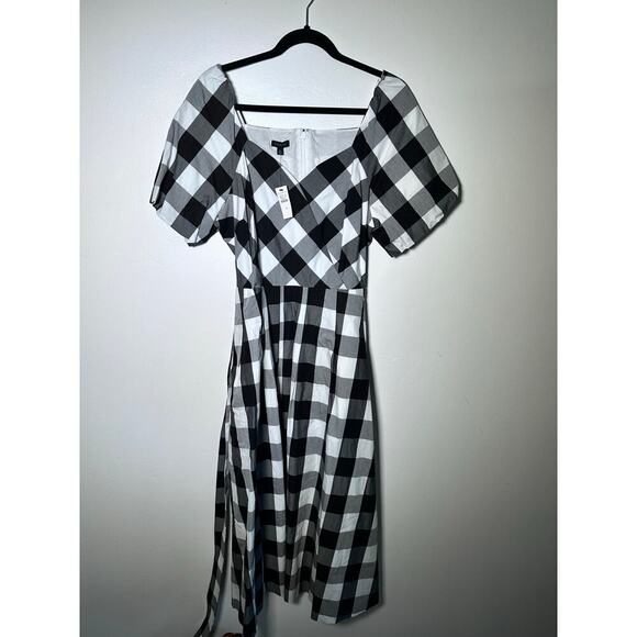 NWT Talbots Women's Black White Zinnia Gingham Fit & Flare Poplin Dress Size 10 - Picture 8 of 9